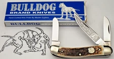 Vintage 1984 BULLDOG BRAND S&D Solingen Sowbelly Stock Knife Stag KENTUCK DERBY