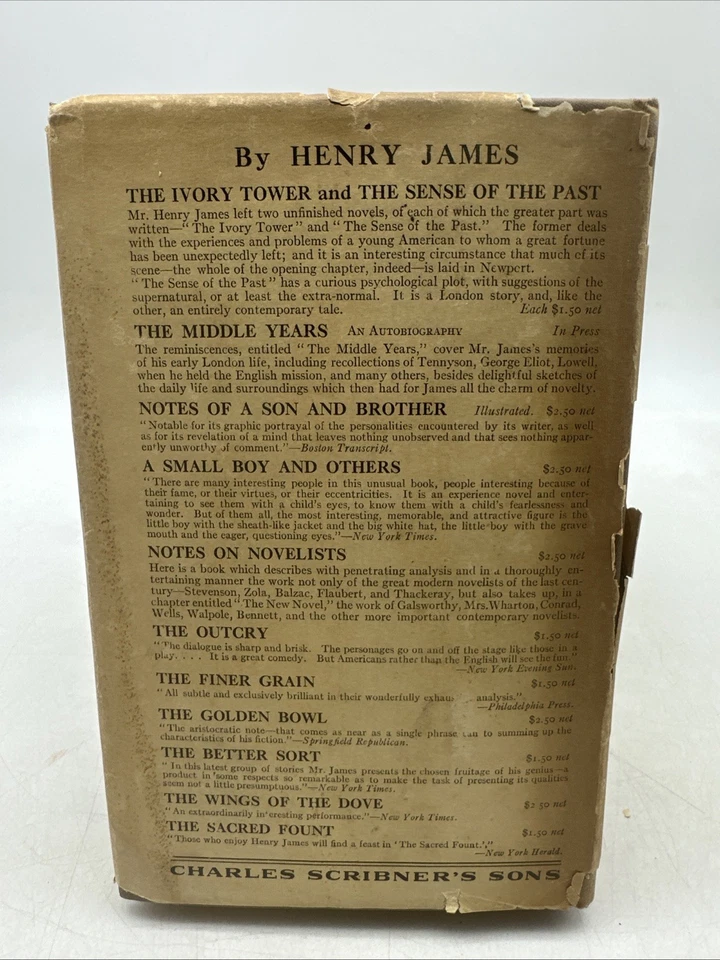 The Sense Of The Past - An Unfinished Novel By Henry James-1917-1st ED!!! DJ 20 — 第 3/4 张图片
