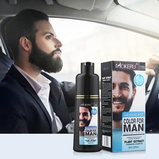 200ml Men Black Beard Hair Dye Color Shampoo Permanent Mustache Black Color Dye