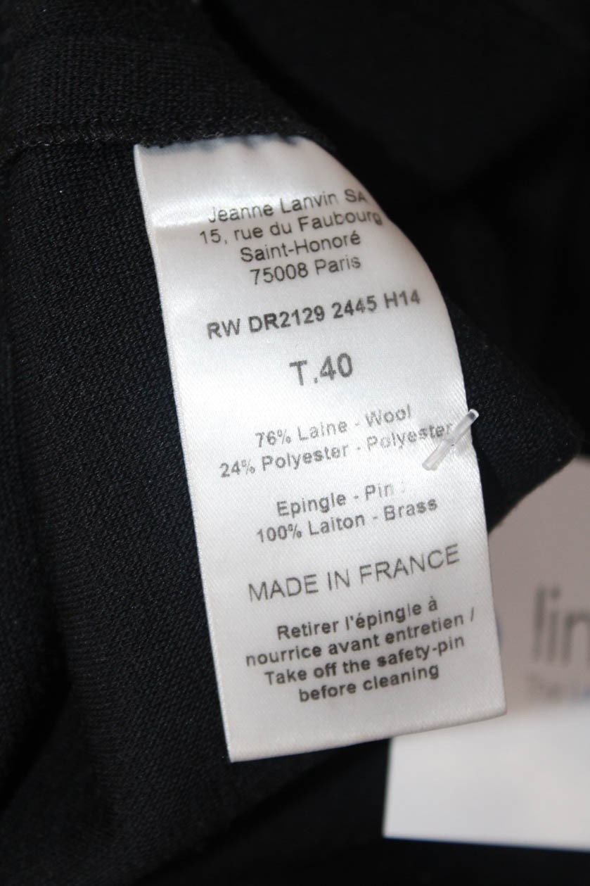 Lanvin Womens Long Sleeves Knee Length Sweater Dress Black Wool Size EUR 40