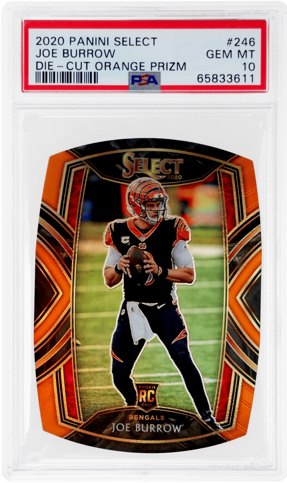 2020 Panini Select Joe Burrow Club Level Orange Die-Cut Prizm PSA 10 Rookie RC