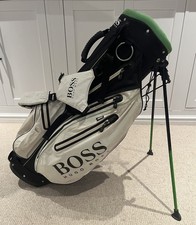 Hugo Boss Golf Stand Bag 4-Way Divider White/Black/Green/ Rain Cover/ Good Con