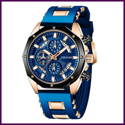 Fashion Business Men Watch Top Brand High Quality Auto Date Big Dial Silicone