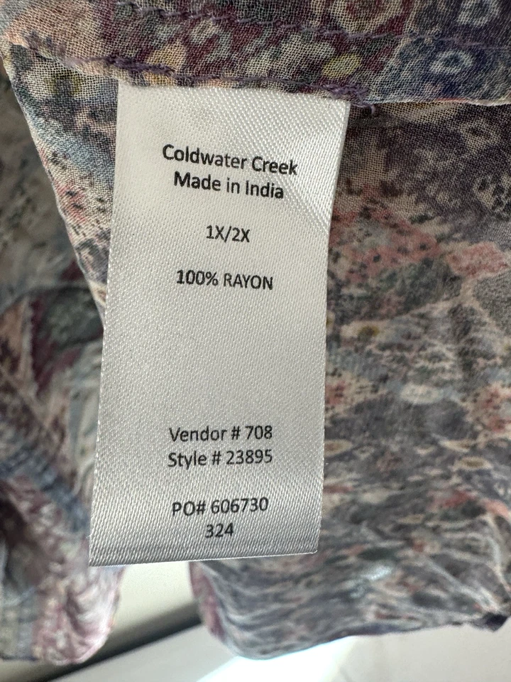 Cárdigan boho Coldwater Creek 1X 2X puños transparentes retazos florales arte para usar Foto 4 de 4