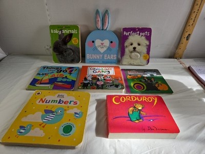Lot of 8 Toddler Board Books Touch & Feel Corduroy Bunny Ears Baby Animals Kids 