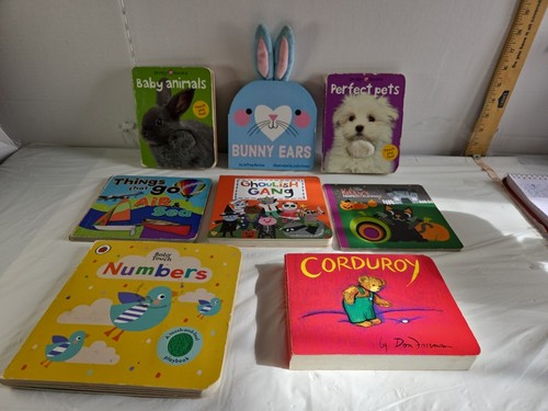 Lot of 8 Toddler Board Books Touch & Feel Corduroy Bunny Ears Baby Animals Kids 