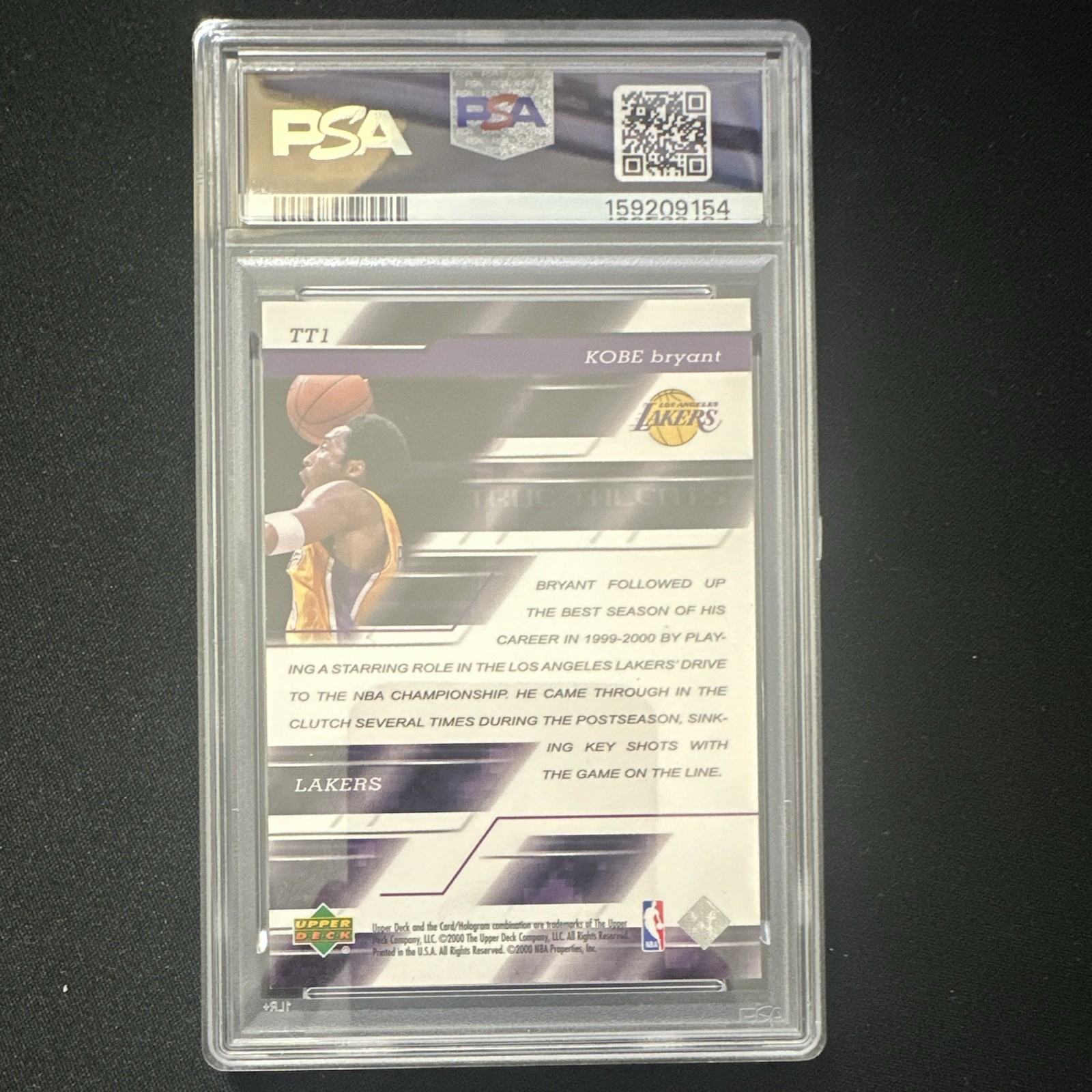 2000 Upper Deck True Talents Kobe Bryant LOW POP #TT1 PSA 9 Lakers view 2