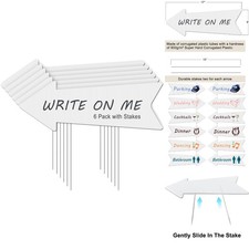 DIY Blank Directional Arrow Signs: 6-Piece Wedding  Party Signage Set - White