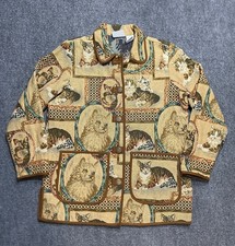 Vintage Blair Cat Kitten Jacket Womens M Tapestry Chore Barn Coat Cottagecore