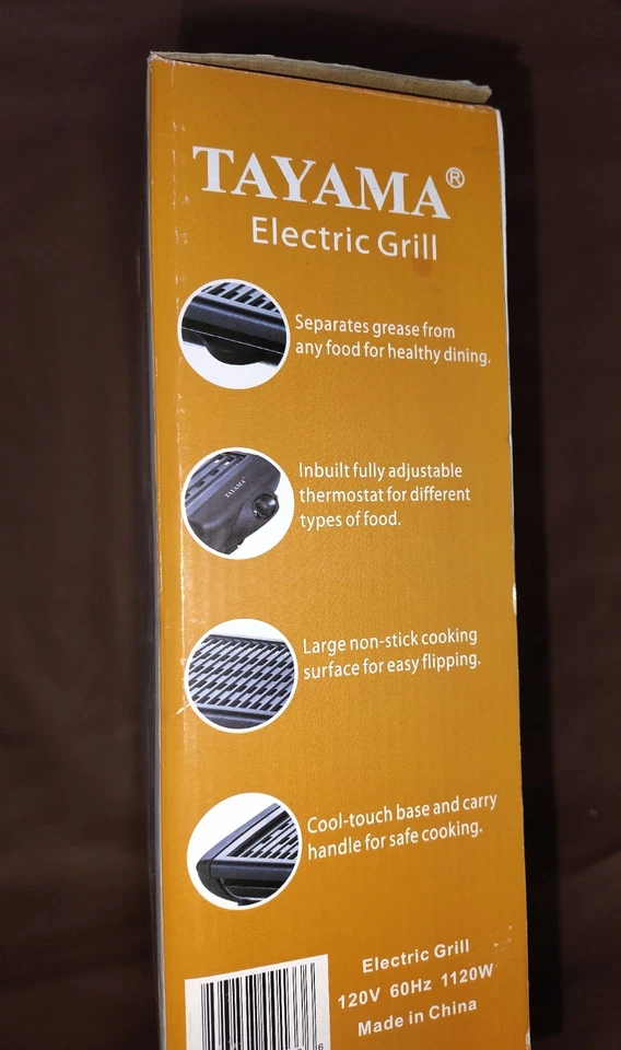 Parrilla antiadherente eléctrica interior Tayama TG-868, 15" X 10", negra Foto 4 de 4