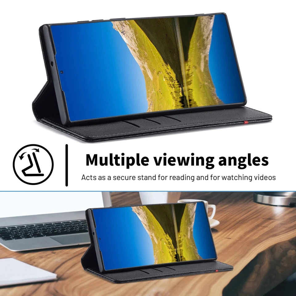 Carbon Fiber Wallet Flip Phone Case Compatible with Samsung Galaxy S25 S24 S23 - Image 3 of 4