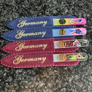 4 Delar Bohemia Glass Nail Files w/ Swarovski Crystal Elements Germany File Case