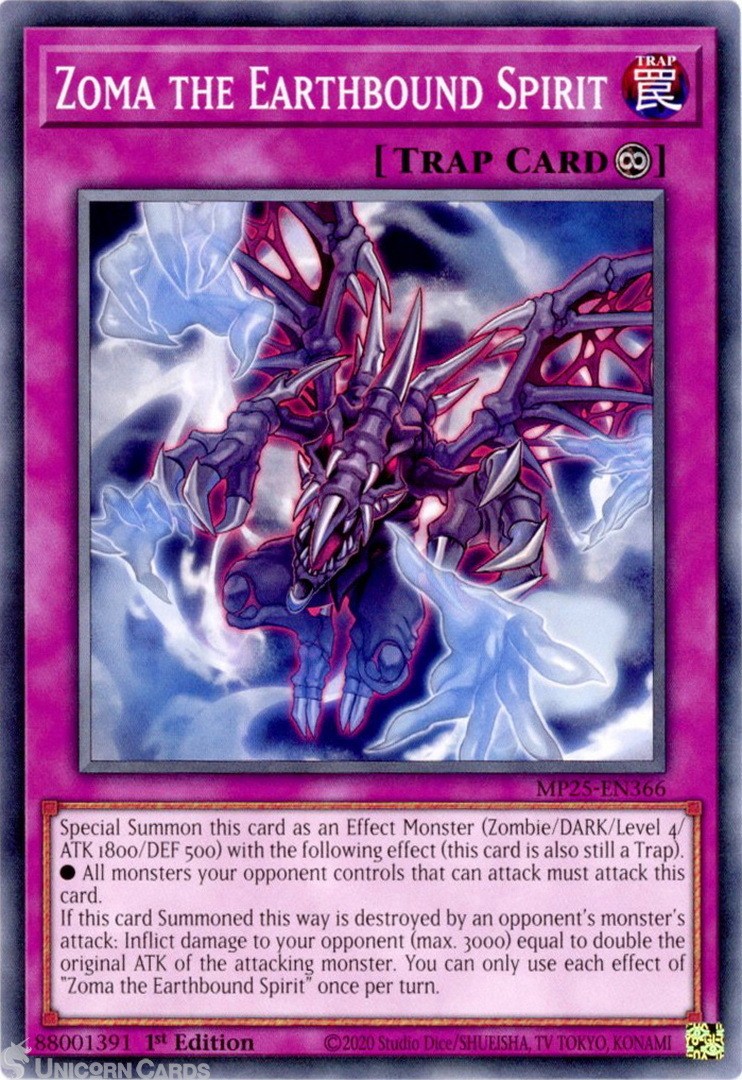 MP25-EN366 Zoma the Earthbound Spirit : Common 1st Edition Mint YuGiOh Card