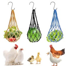 3pcs Hanging Chicken Feeder, Vegetable String Bag, Poultry black
