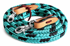 Corda per cavalli Western canna redini nylon intrecciata pelle turchese 607230
