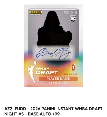Azzi Fudd RC 2026 Panini Instant WNBA Draft Night #5 BASE AUTO /99 PRESALE