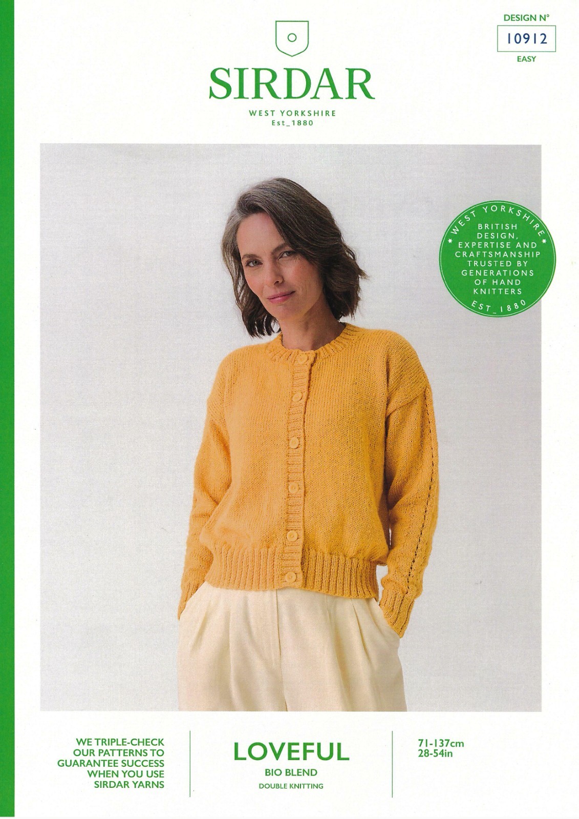 Sirdar Loveful DK Knitting Pattern - 10912 Ladies Cardigan (28 - 54 ins)