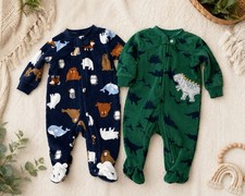 Carter s Just One You Baby Boy Fleece Pajamas 3M 2-Pack Dinosaur Animals Footed