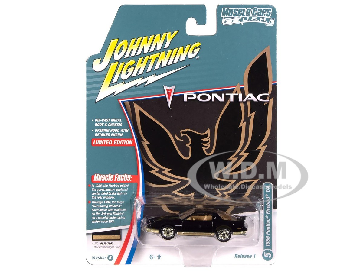 1986 PONTIAC FIREBIRD T/A BLACK 1/64 MODEL BY JOHNNY LIGHTNING