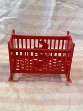 Vintage Plastic Doll House Cot Crib with Bunny Design Excellent Condition 
