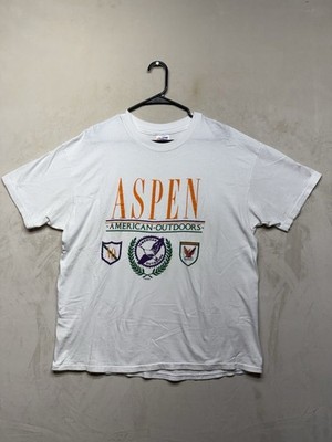 VTG 90s Hanes Heavyweight Aspen T-Shirt Men s XL White American Outdoors Graphic