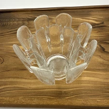 Viking Finnish Crown Vessel Votive Candle Holder Textures Glass MCM Scandinavian