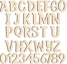 124 PCS 1 Inch Unfinished Wood Alphabet Letters and Wooden Numbers Wood Letters