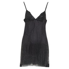 Prada Rhinestone Crystal Degrade Mesh Mini Slip Dress Women Black Size 40