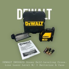 DEWALT DW088CG Green Self-Leveling Cross-Line Laser Level W/ 3 Batteries  Case