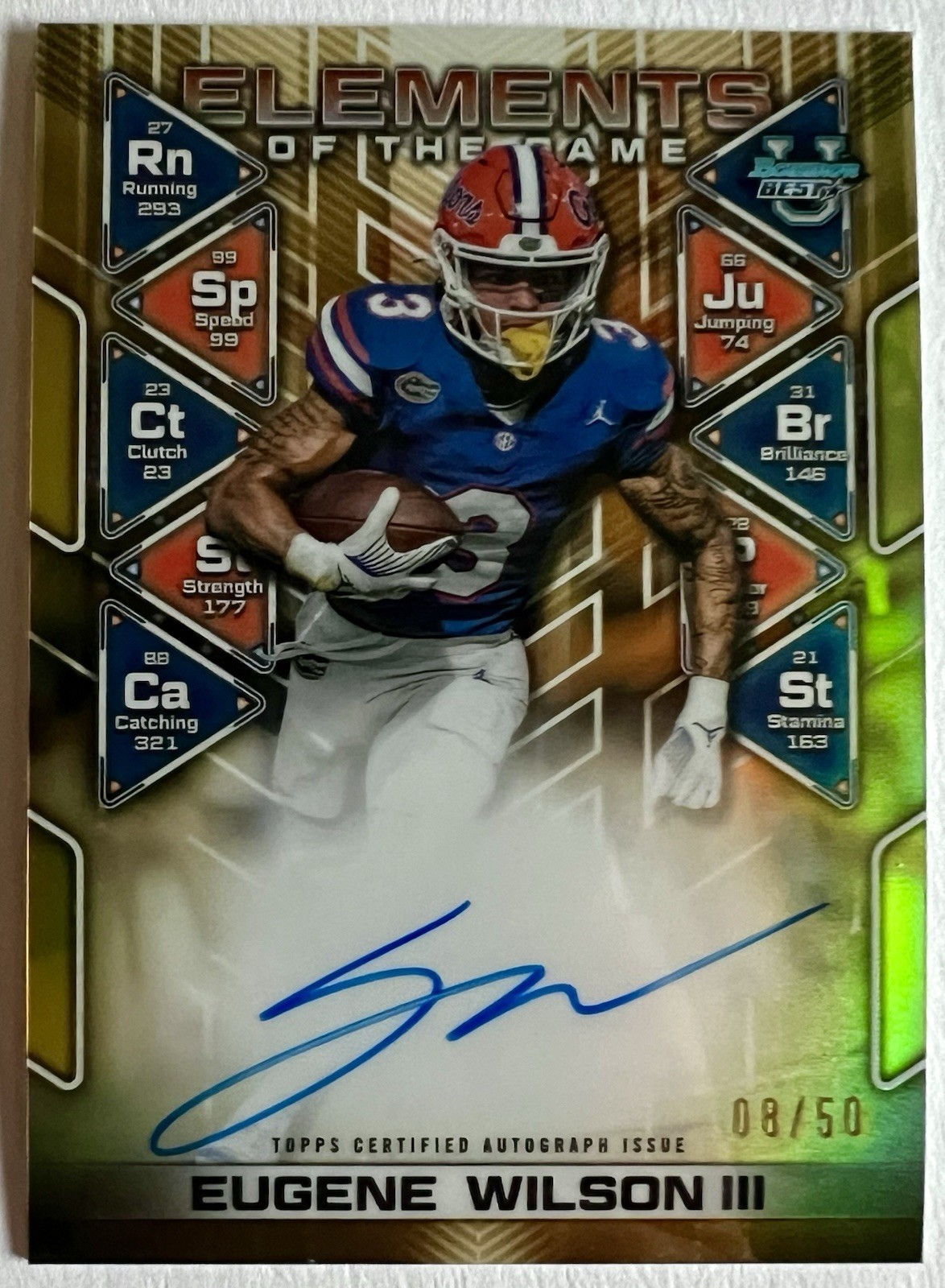 2024 Bowman’s Best U Eugene Wilson III Gold Auto /50 – Elements of the Game