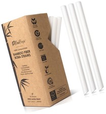 Biodegradable Jumbo Smoothie Straws, Bamboo Fiber Boba Straws - 50 PCS, Extra...