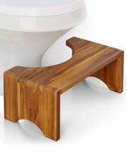 Foldable Toilet Stool 7 Inch Acacia Wood - Ergonomic Design for Comfort