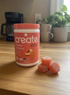 Create Creatine Gummies Sour Peach 90 Ct Creapure NSF Certified Sport Supplement