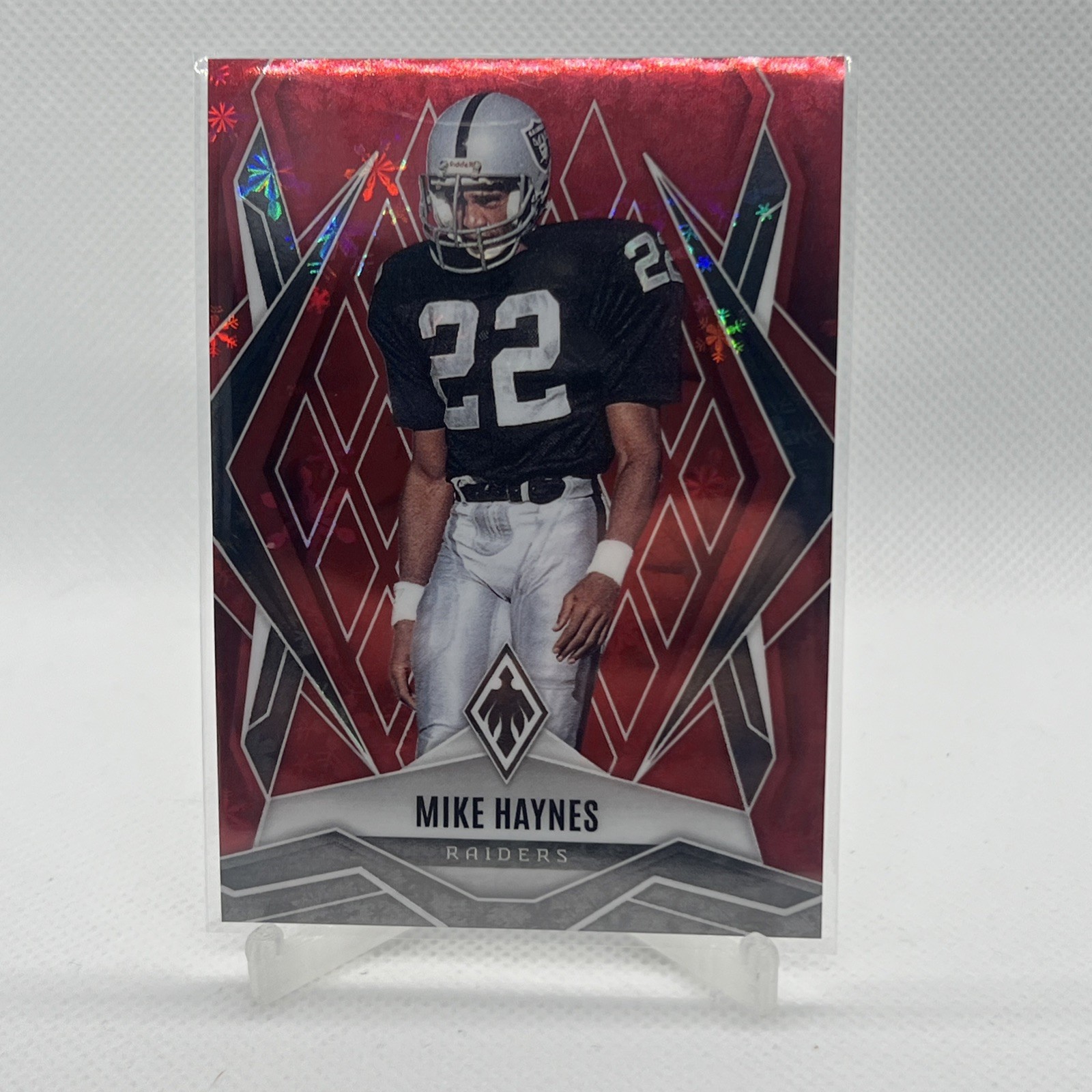 2025 Panini Phoenix Mike Haynes Card Red Snowflake Parallel /399 Raiders #47