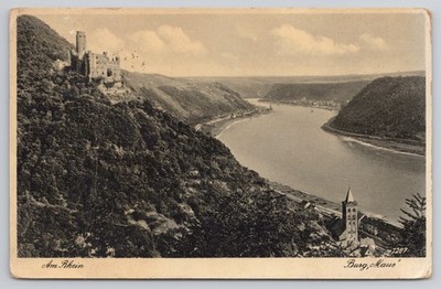 Vintage Postcard Burg Maus Wellmich Rhine River
