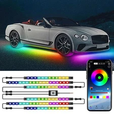 Phone App Control Under Car Tube Strip RGB LED Underglow Body Neon Light Kit 6x