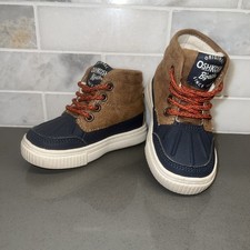 OSHKOSH B'gosh Lace Up Duck Boot Navy Blue/Brown Sneaker Size 5 Kids