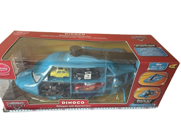 [Rare NEW] DISNEY Dynaco Helicopter with 6 Assorted Mini Cars 1/43 Fronm Japan