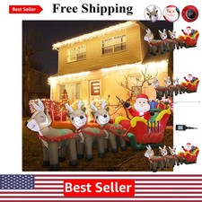 Spectacular 9.5 FT Inflatable Santa Claus with Sleigh & Reindeer - Outdoor Decor