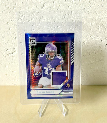 Aaron Jones Blue Hyper 2024 Panini Donruss Optic Threads #DTB-AJS (MEM) Vikings
