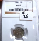 1886 NGC MS-62 Seated Liberty Dime-- Nice eye appeal !