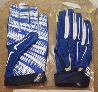 NIKE SUPERBAD 3.0 ADULT 4XL PADDED SKILL POSITION FOOTBALL GLOVES, BLUE, NFL