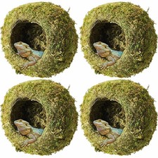 4 Pcs Mossy Cave Hide Artificial Green Reptile Mossy Hideout 4 Inch Humidity ...