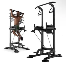 Power Tower Dip Station & Pull Up Bar - Adjustable Height Home Gym Fitness