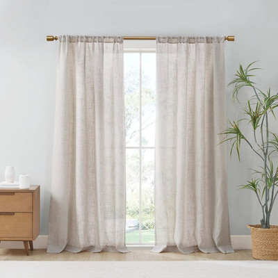 Madision Park Kyler Lightweight Textured Window Curtains, 52''W x 84''H, Natural