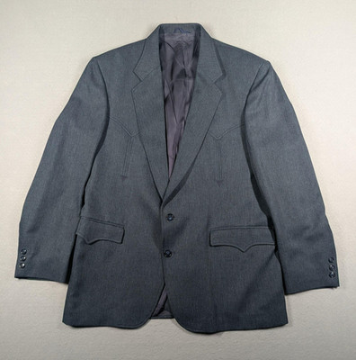 Circle S Blazer Mens 44 Blue Western Cowboy Two Button Sport Coat Made In USA