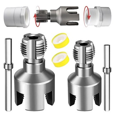 2Pcs Integrated Internal & External Pipe Threading Tool, PVC Threader &... 