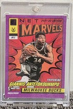2021 Panini Donruss Net Marvels Press Proof Purple Giannis Antetokounmpo Bucks