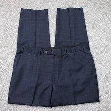 LAUREN Ralph Lauren Pants Mens 38x32 Blue Check 100 Wool Flat Front Straight