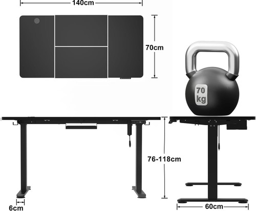 Elektrischer Stehpult 140x70cm mit USB Lade höhenverstellbar mit Schreibtisch - Bild 2 von 7